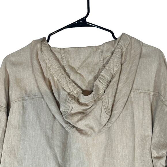 Columbia Beige Long Sleeve Hooded Cotton Hemp Blend Hiking Shirt Women Sz S - Picture 11 of 12